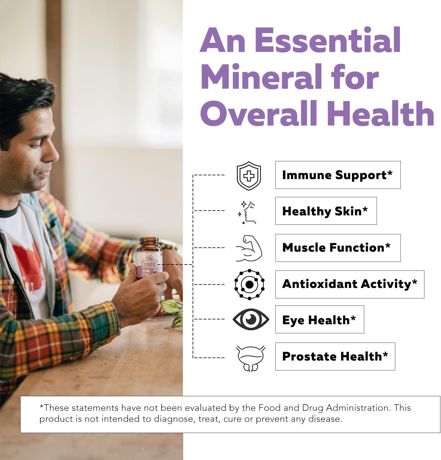 Organic Zinc 25 mg | Whole Food zinc Supplements | Derived from Organic Fruit, Elemental Zinc - Water Extracted, Vegan, GMO-Free - Essential Mineral, Antioxidant, Immune Support, Skin - 60 Servings - Image 4