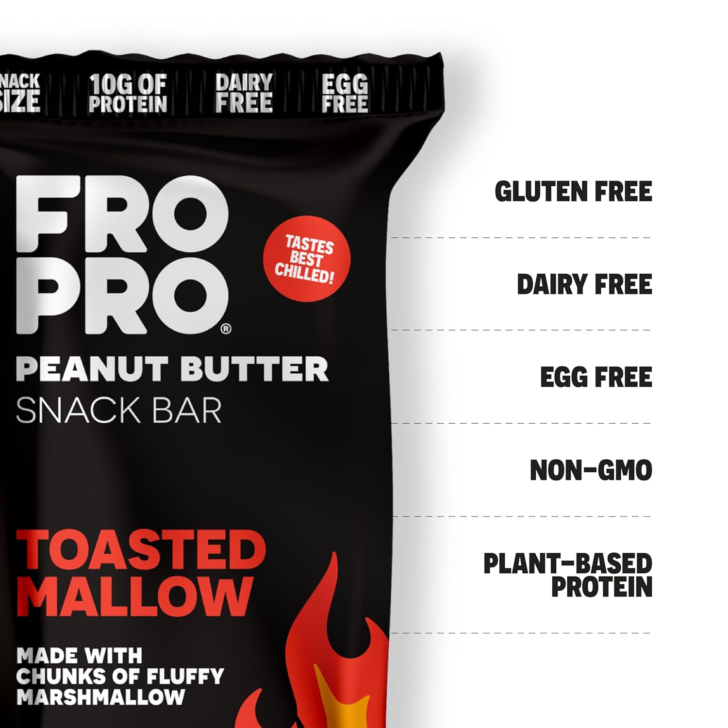 FROPRO Snack Bars - Plant powered peanut butter protein bars. All-Natural, Gluten-Free, Dairy-Free, Egg-Free, & Non-GMO | Toasted Mallow, 12 Pack - Image 2