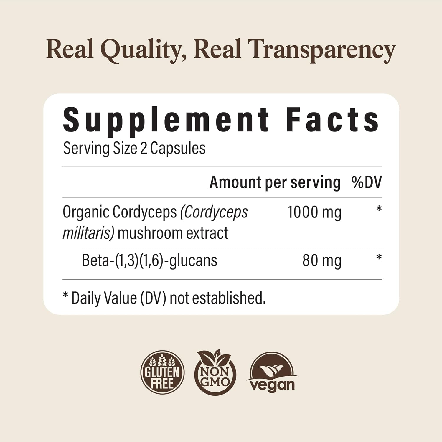 Real Mushrooms Capsules Supplements - Organic Cordyceps Mushroom Powder in Capsules - Energy and Performance Mushrooms with Verified Beta Glucans - Vegan, Non-GMO, 300 Capsules - Image 8