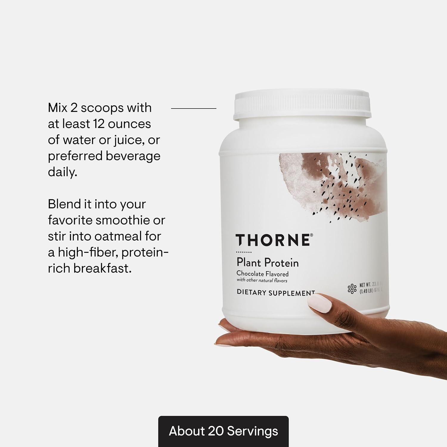 THORNE - Plant Protein - 22 Grams of Vegan Protein Powder - Pea, Rice & Chia Seed Protein with Complete Amino Acid Profile - NSF Certified for Sport - Chocolate - Gluten-Free - About 20 Servings - Image 6