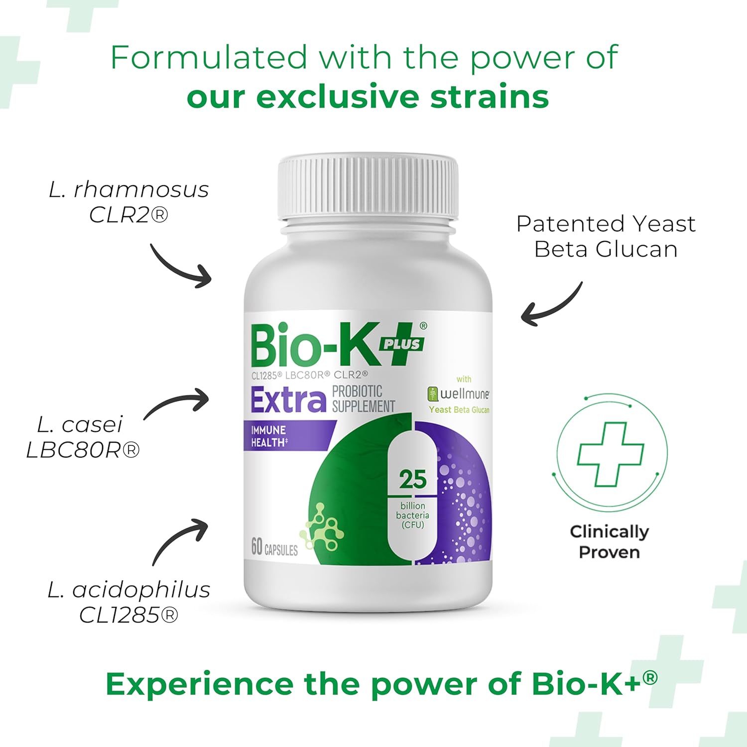 Bio K+ Vegan Probiotics for Immune Health, with Wellmune – Probiotic Supplement to Support Immunity, Maintains Digestive Health, Delayed Release Technology, Gluten Free, 25 Billion CFU – 60 Capsules - Image 2
