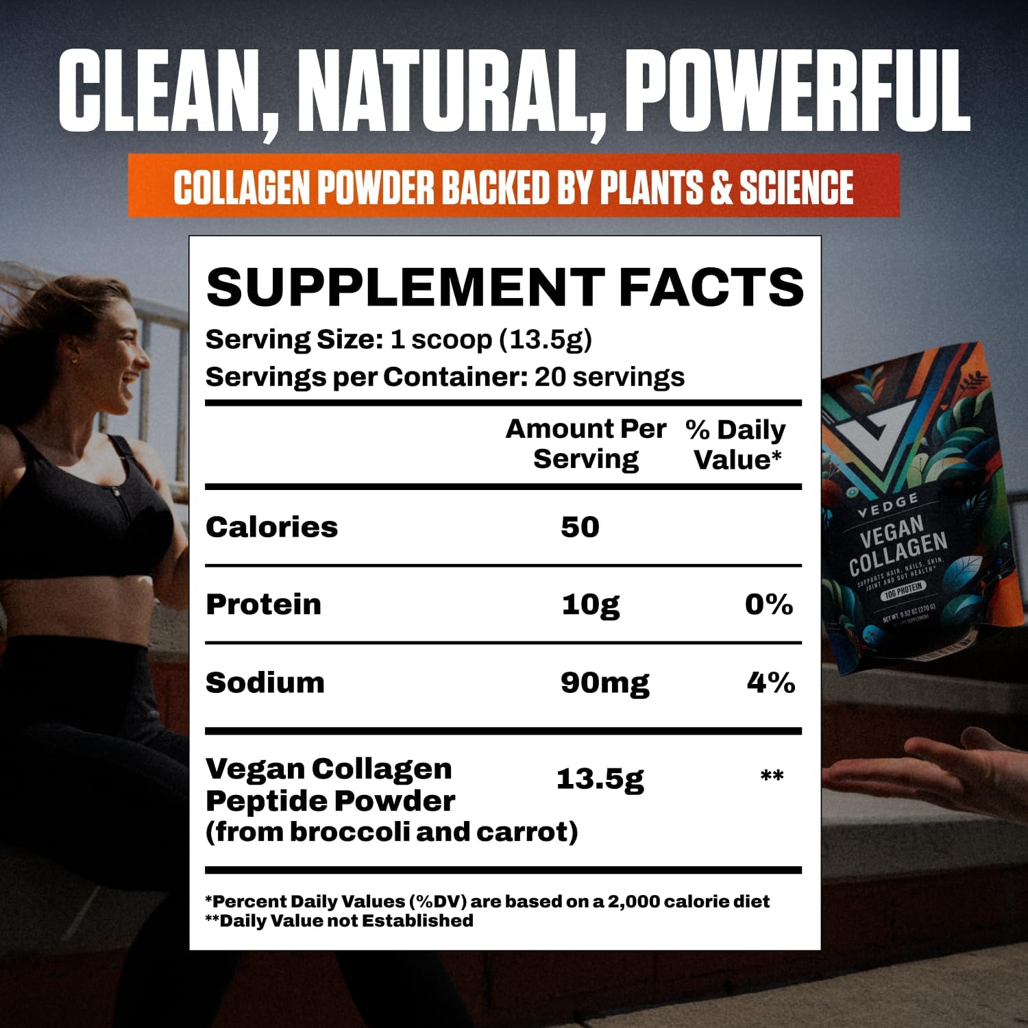 VEDGE Vegan Collagen Powder - Plant-Based Collagen Supplement for Hair, Skin, Nails, Joint & Gut Health. Collagen Peptides - Image 2