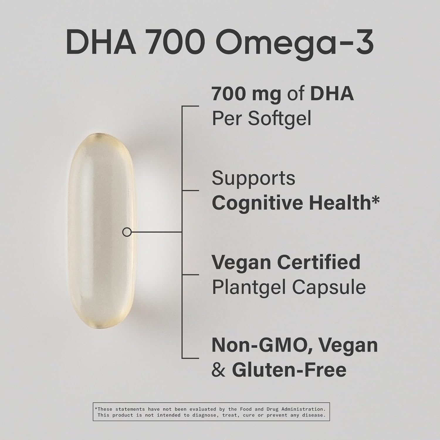 Sports Research® Vegan DHA 700mg - Cognitive Support, Brain Support, Supplement with Omega-3 DHA from Algae Oil - Vegan Certified · Non-GMO · Gluten Free - 90 Count Softgels - Image 2