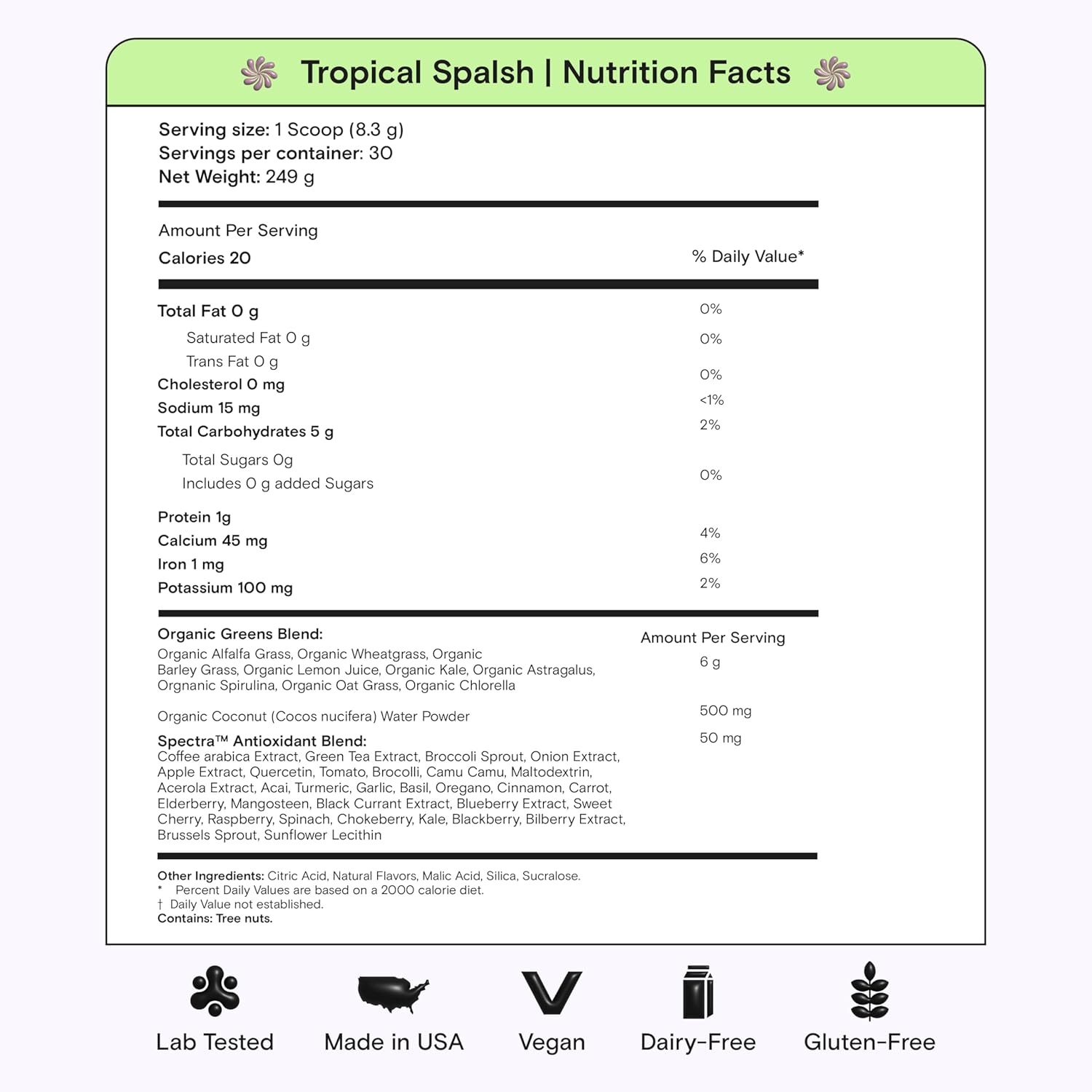 Kiala Nutrition Super Greens, Organic Greens Powder with Spirulina & Chlorella for Digestion, Gut Health, Immunity, Adaptogens, Energy, Gluten Free, Vegan, Sugar Free, Tropical Splash, 30 Servings - Image 8
