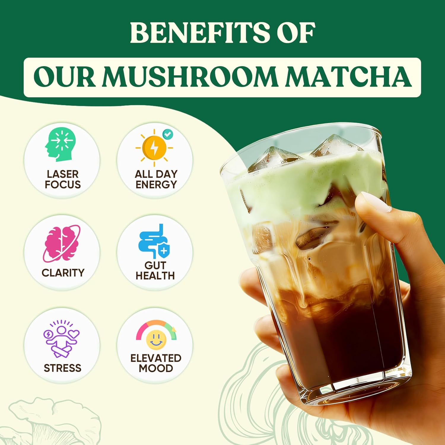 Venture Pal SUPERFOODS Mushroom Matcha Powder – 12 Adaptogenic Mushroom Coffee Alternative L-Theanine, First Harvest Ceremonial Matcha for Focus, Energy,Digestion & Immunity, 30 Servings - Image 4