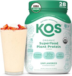 KOS Vegan Protein Powder, Unflavore...