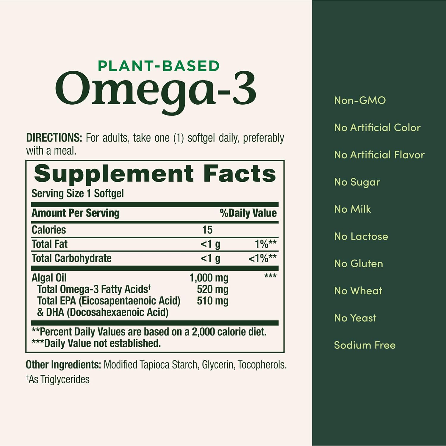 Nature's Bounty Omega 3, Plant-Based Omega 3 Fatty Acid Supplement, 520mg, Supports Whole Body Health Including Heart, Skin, Joint, 30 Vegetarian Softgels, Fish Oil Alternative - Image 5