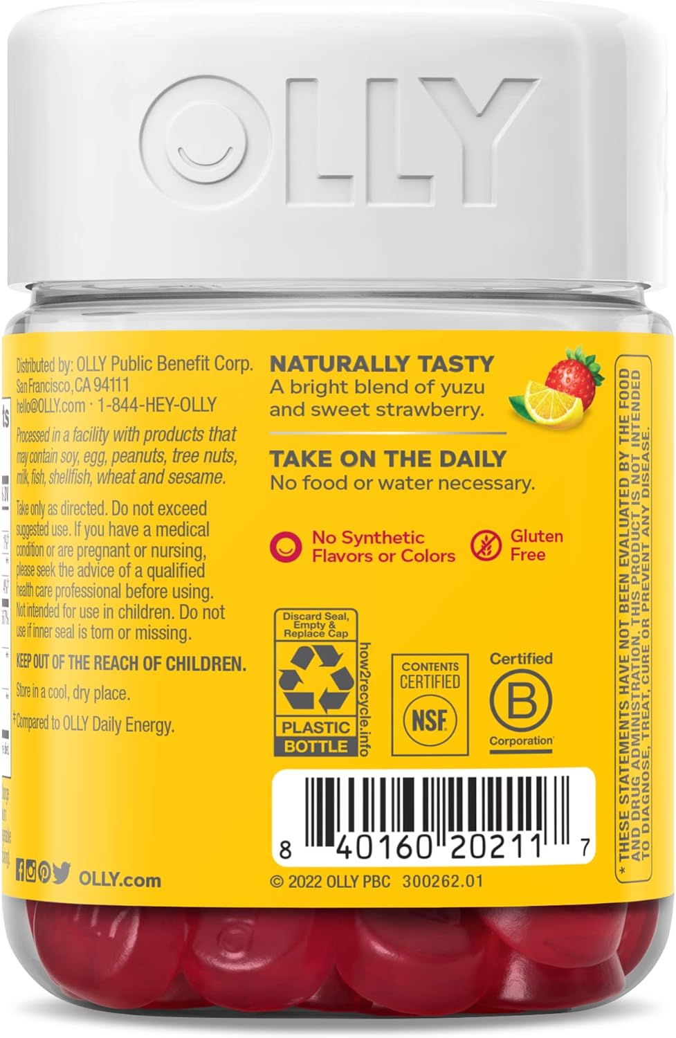 OLLY Extra Strength Daily Energy Gummy, Caffeine Free, 1000mcg Vitamin B12, CoQ10, Goji Berry, Adult Chewable Supplement, Berry Yuzu Flavor - 60 Count - Image 9