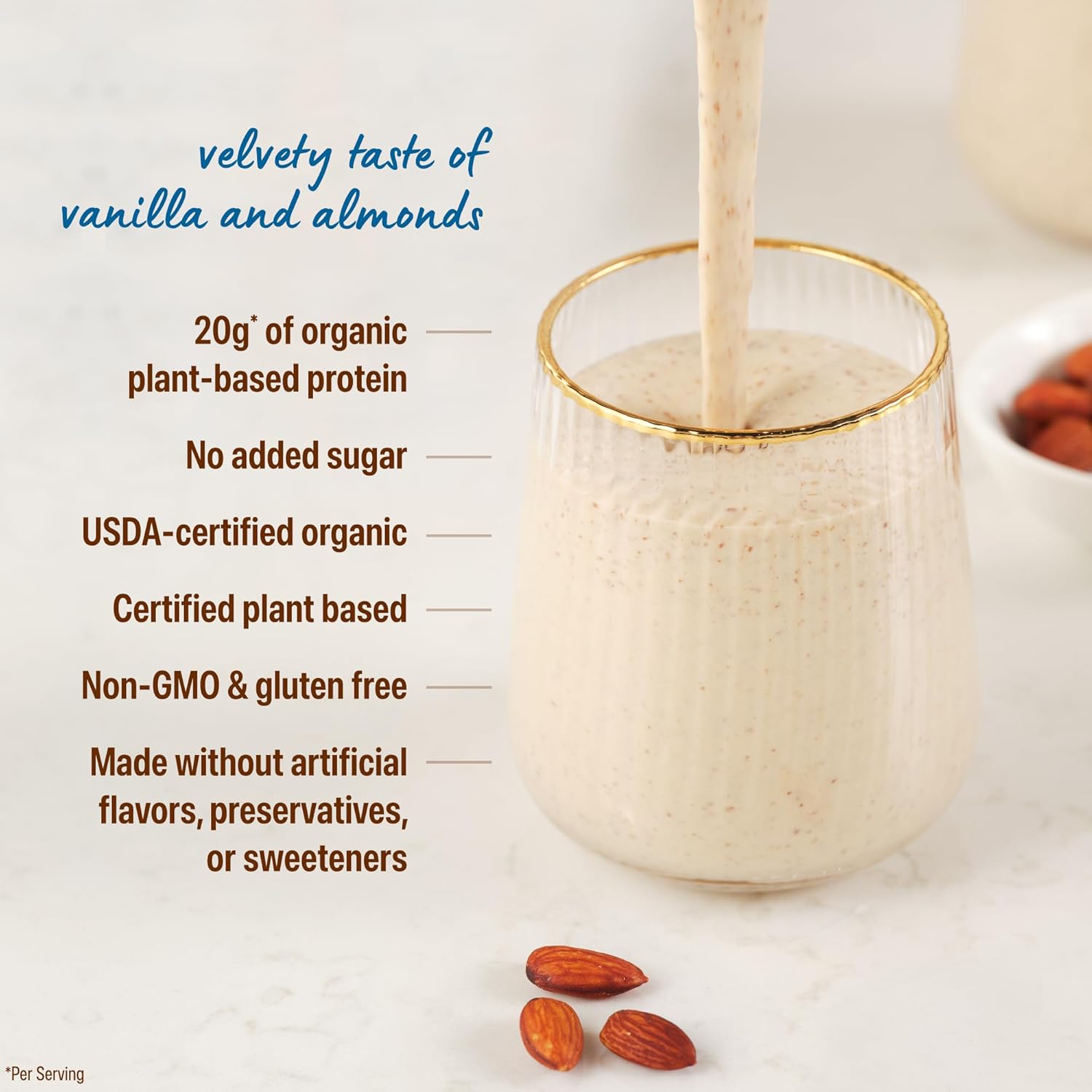 Orgain X Justin's ® Organic Vegan Nut Butter Protein Powder, Vanilla Almond Butter- 20g Plant Protein, 1g Sugar, Gluten Free, No Dairy, Soy Ingredients, or Artificial Flavors, 1.17 lb - Image 6