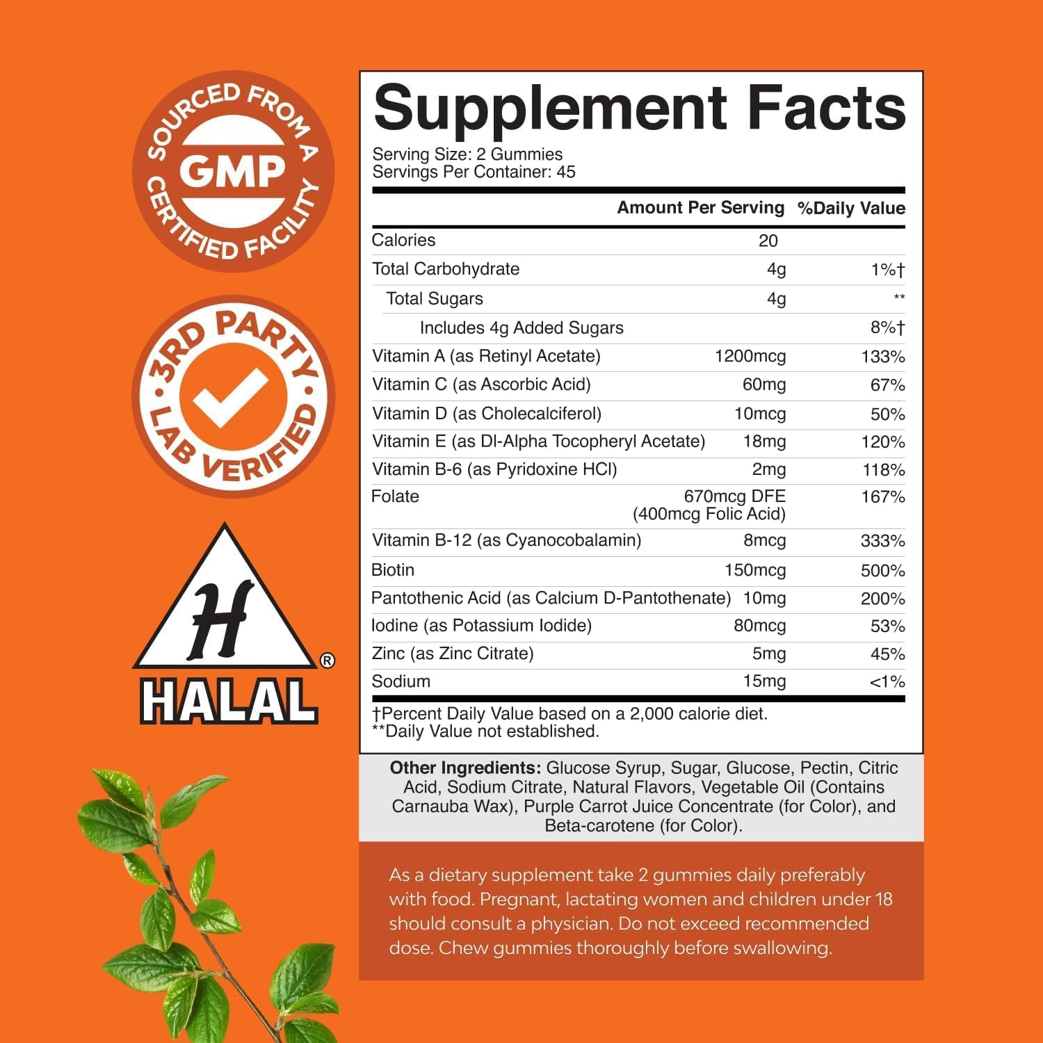 Multivitamin Gummies for Adults - Halal Multivitamin Gummy with B12 Biotin - Gelatin-Free Gummy Multivitamins for Men & Women - Vitamin Gummies with Zinc & Vitamin D - Non-GMO Gluten-Free - 90 Count - Image 3