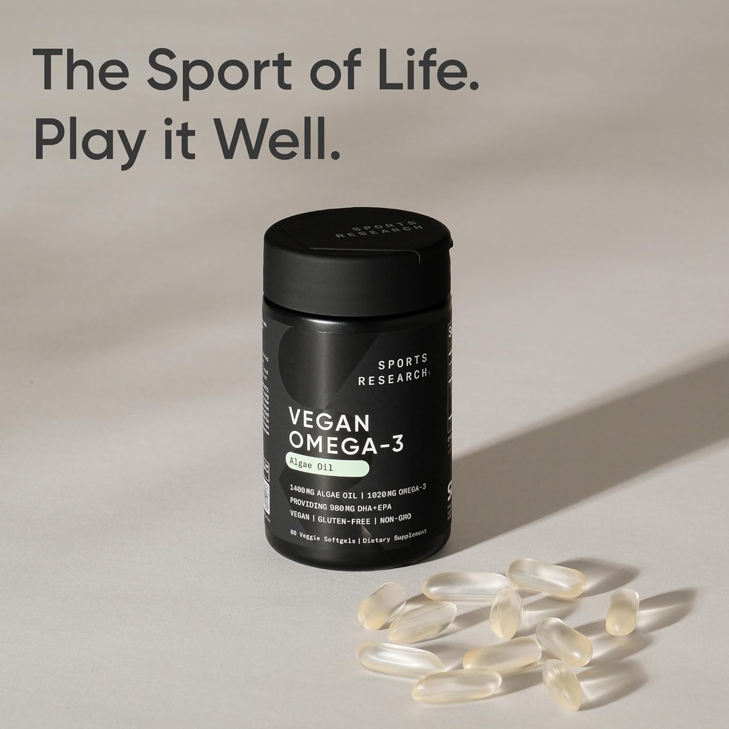 Sports Research Vegan Omega-3 Fish Oil Alternative from Algae Oil - Highest Levels of Vegan DHA & EPA Fatty Acids | Non-GMO Tested & Vegan Certified - 60 Veggie Softgels (Carrageenan Free) - Image 8