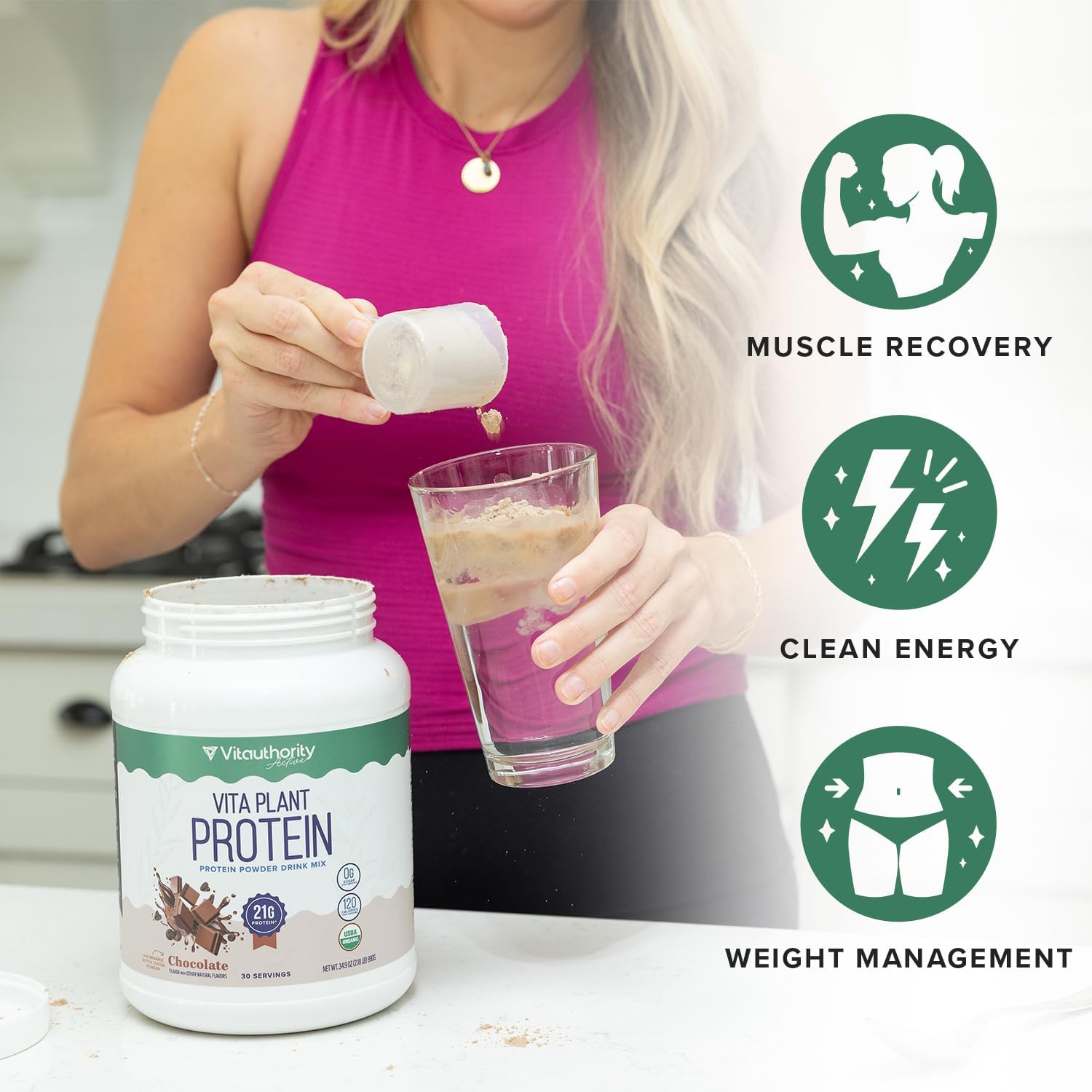 Organic Plant Based Protein for Women Complete Vegan Protein Powder with BCAAs & MCTs Plant-Based 21g, Dairy-Free, Gluten-Free, No Added Sugar, Supports Muscle Recovery (Vanilla Flavored, 30 Servings) - Image 3