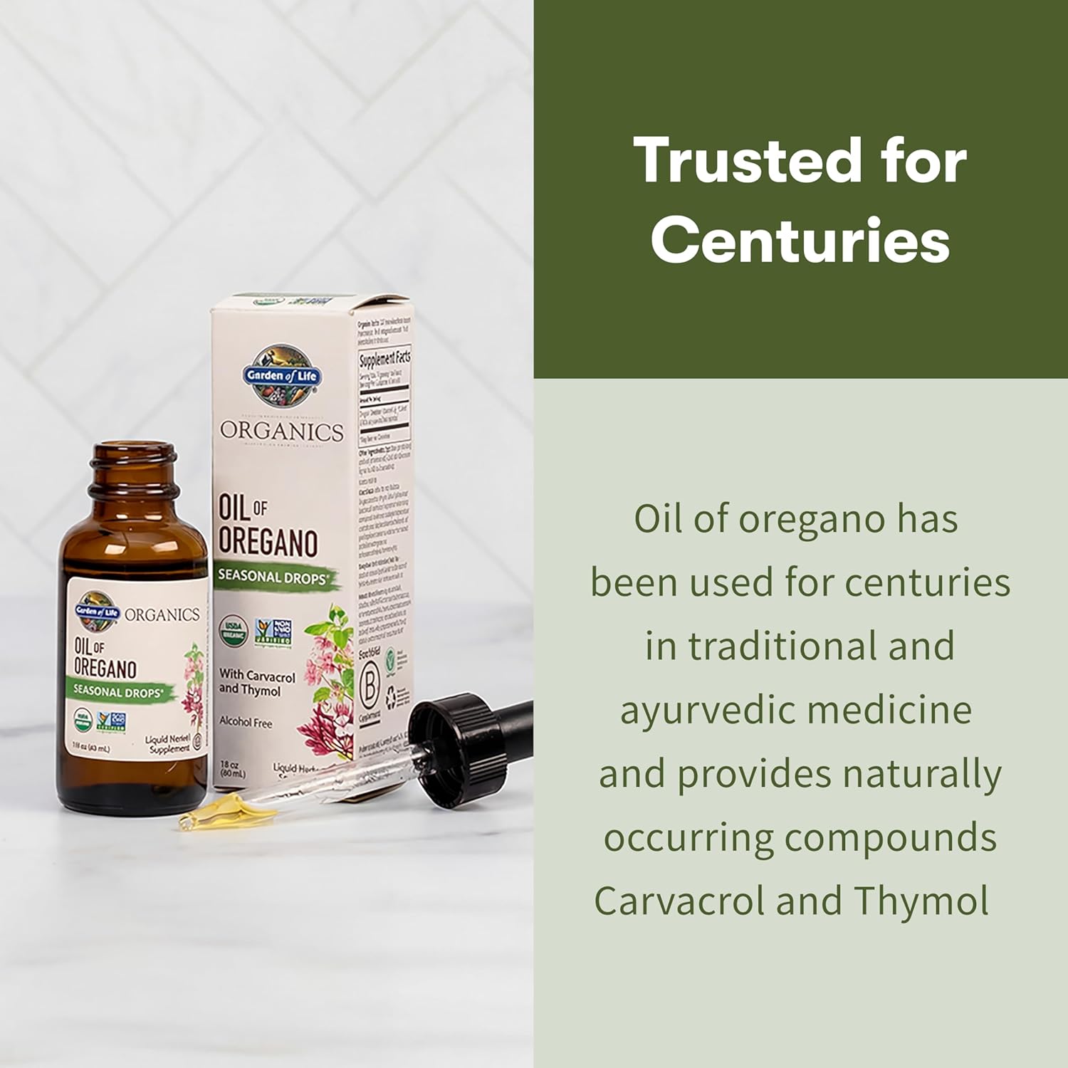 Garden of Life Organics Oil of Oregano Seasonal Drops 1fl oz (30 mL) Liquid, Concentrated Plant Based Immune Support - Alcohol-Free, Organic, Non-GMO, Vegan & Gluten Free Herbal Supplements - Image 5