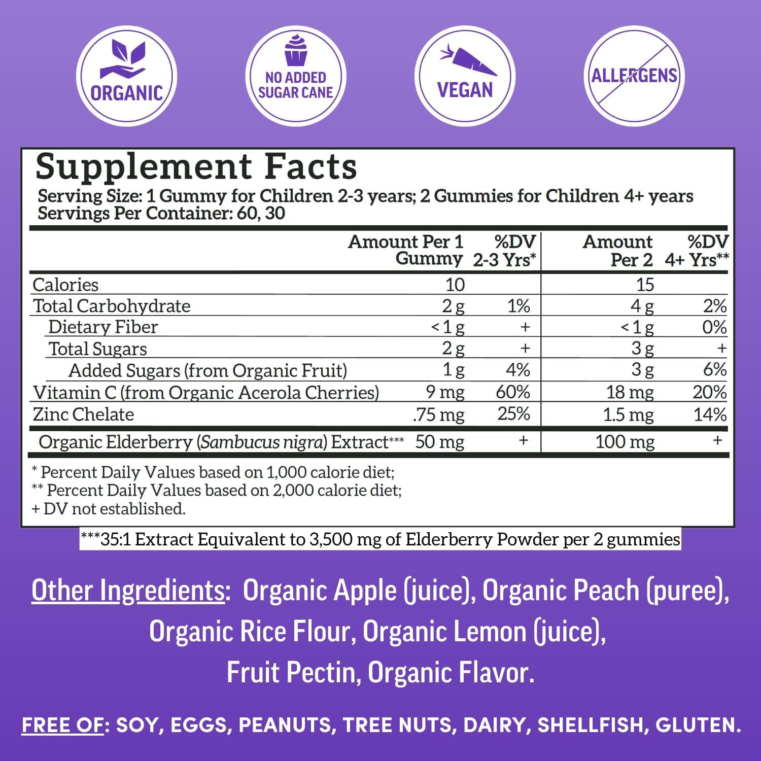 Llama Naturals Elderberry Gummies for Kids, Vegan, Organic Immune Support Supplement with Vitamin C and Zinc, Toddler Real Fruit Gummy Vitamins for Immunity, Chewable, No Added Sugar Cane, 60 Ct - Image 2