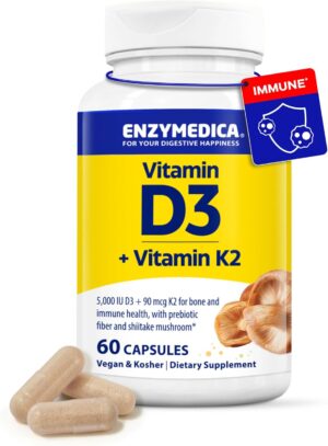 Enzymedica Vitamin D3 K2, 5000 IU V...