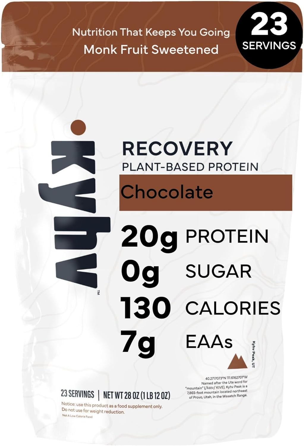 Recovery Plant Based Protein Powder, Chocolate Flavor - 20g Complete Vegan Protein, 0g Sugar, 130 Calories, Supports Muscle Recovery & Strength, Dairy Free, Gluten Free 1.75 lb