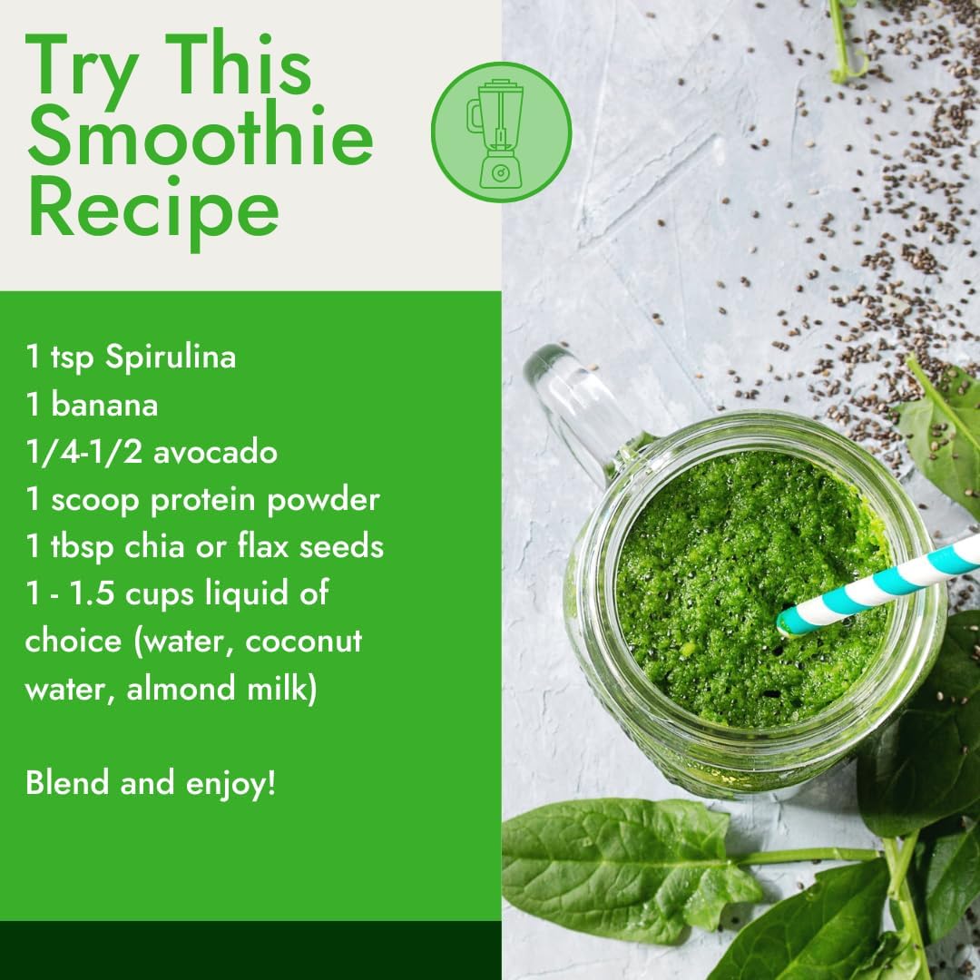 Organic Traditions Spirulina Powder Organic, Plant-Based Green Superfood for Smoothies, Rich Algae Powder for Energy Support, Easy Mixing Spirulina for Daily Wellness Routines, 150g / 5.3oz Bag - Image 5