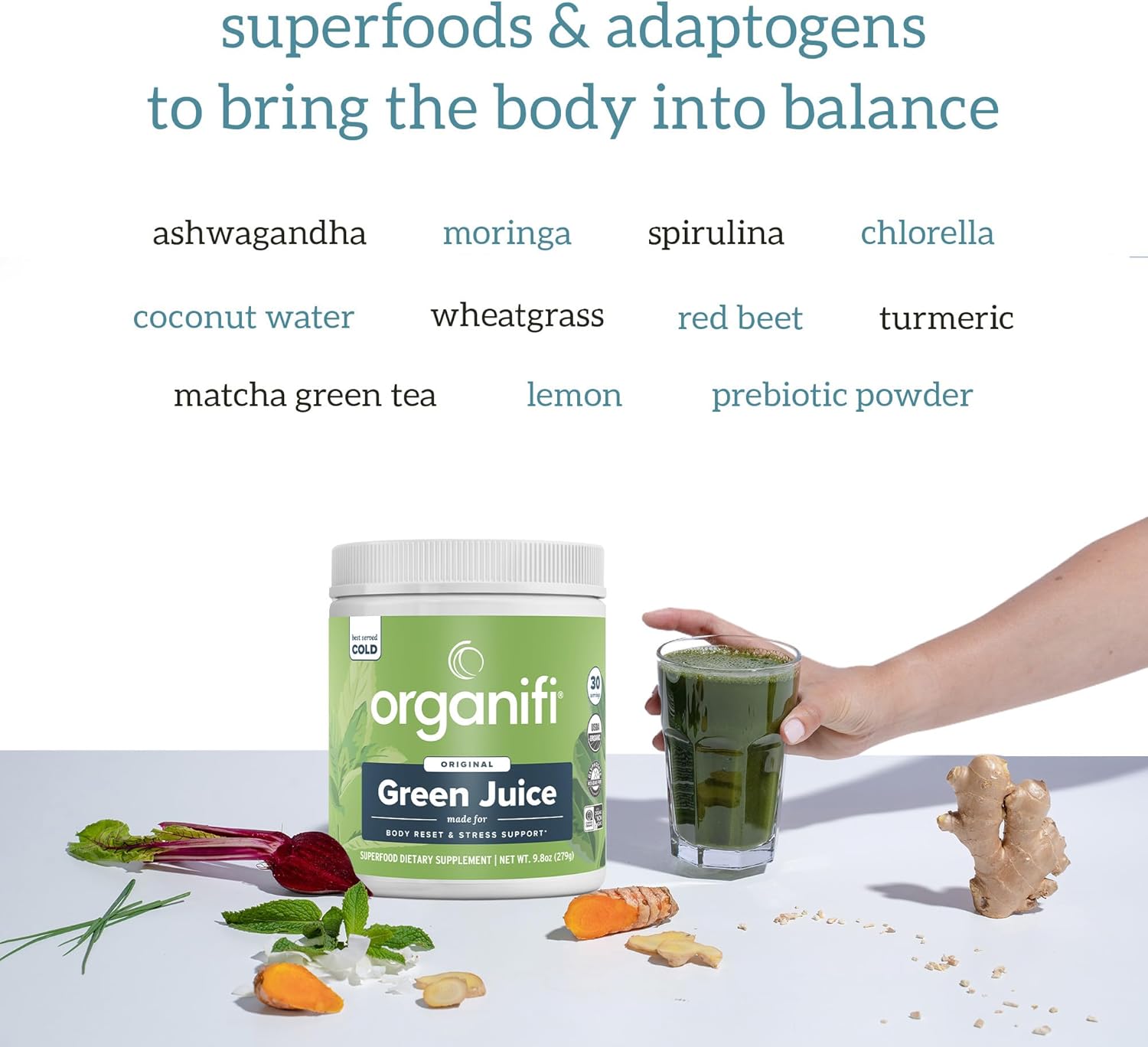 Organifi Green Juice - Powder Supplement with Organic Spirulina, Ashwagandha, and Chlorella - Helps Achieve Fitness Goals and Reduce Cortisol Levels, 30-Day Supply - Image 5