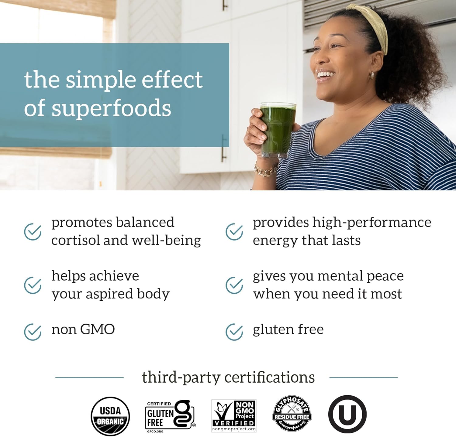 Organifi Green Juice - Powder Supplement with Organic Spirulina, Ashwagandha, and Chlorella - Helps Achieve Fitness Goals and Reduce Cortisol Levels, 30-Day Supply - Image 4