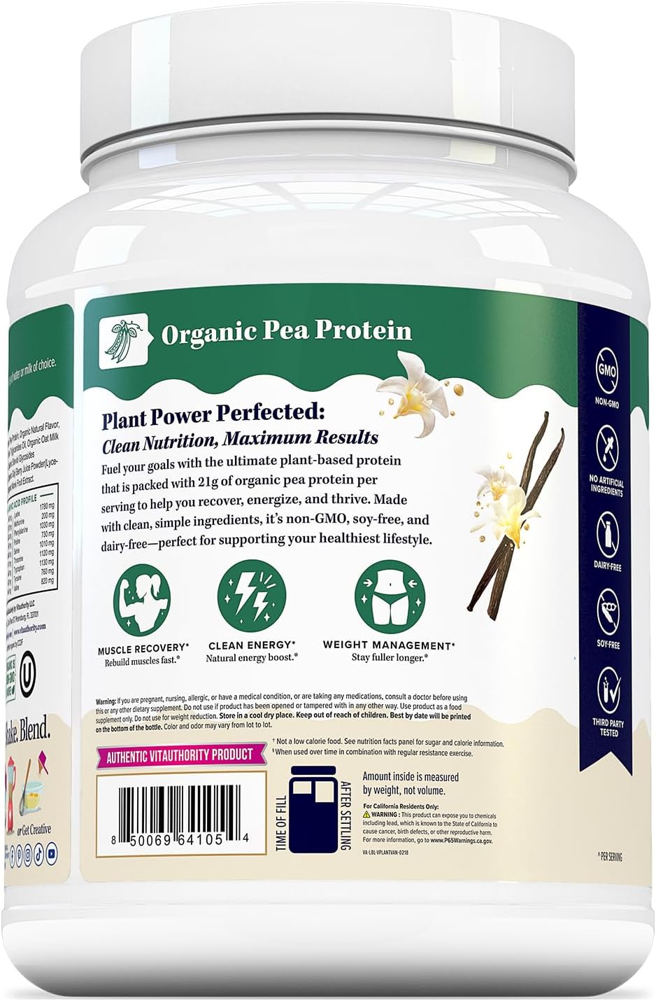 Organic Plant Based Protein for Women Complete Vegan Protein Powder with BCAAs & MCTs Plant-Based 21g, Dairy-Free, Gluten-Free, No Added Sugar, Supports Muscle Recovery (Vanilla Flavored, 30 Servings) - Image 6
