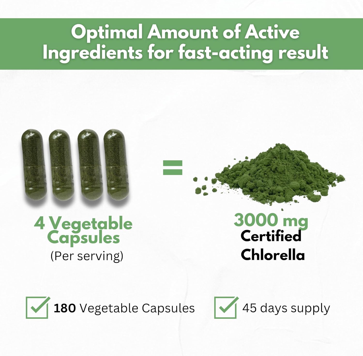 Chlorella Capsules 3000 mg - Cracked Cell Wall Blue Green Algae Supplement - Best Natural Detox Cleanse - Plant Vitamins Minerals Chlorophyll Vegan Protein Powder Pills - Made in USA - Image 3