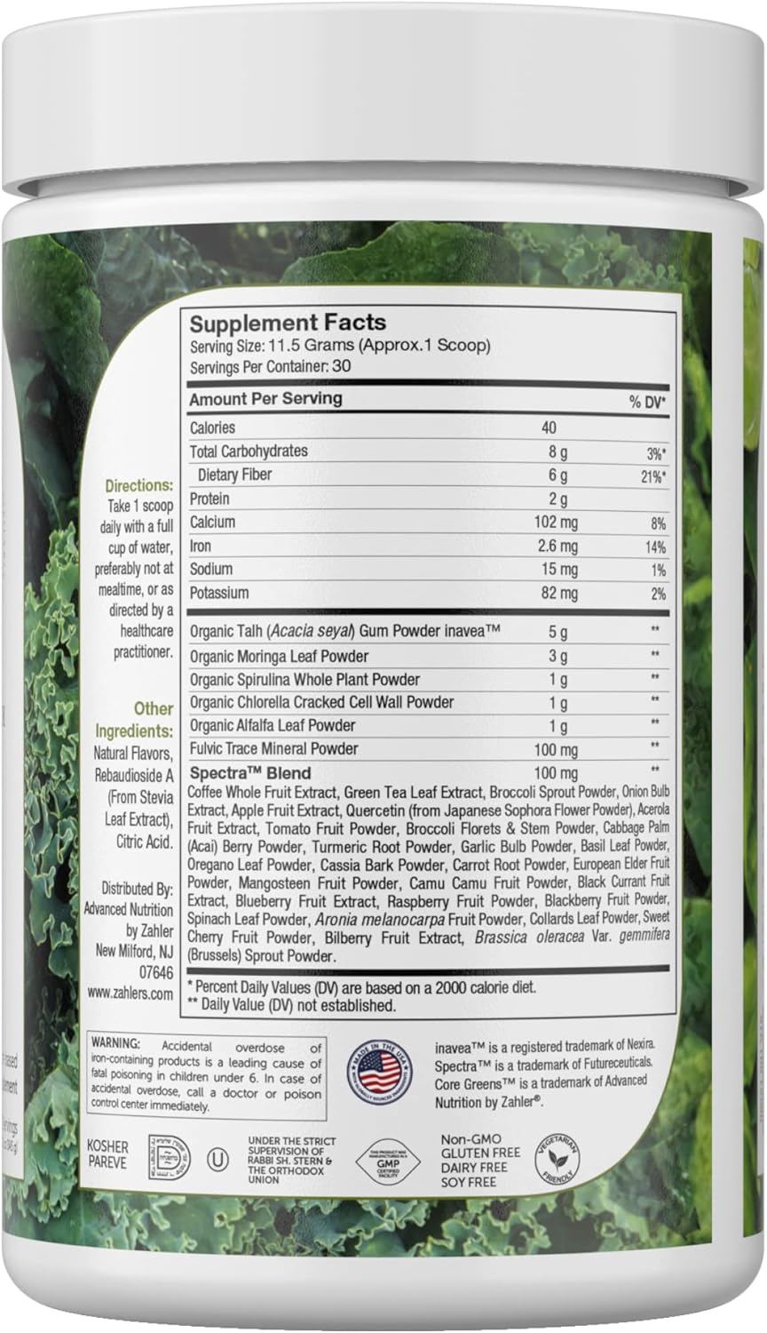 Zahler Core Greens Powder Nutrition Supplements - Superfood Powder - Super Green Juice & Smoothie Mix - Phytonutrient Rich with Spirulina, Chlorophyll & More - Kosher Superfood - Image 2