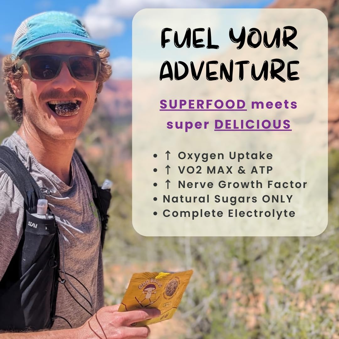 ODD BALLS Organic Energy Balls Lemon - Superfood Mushroom Snack - Running, Cycling, Hiking - Gels, Bars Alternative - Lion's Mane Focus, Cordyceps Energy - Vegan, Gluten Free Snacks for Kids & Adults - Image 4
