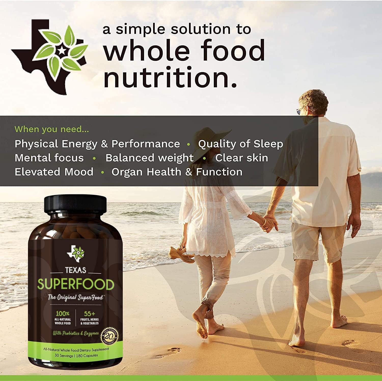 Texas SuperFood - Original Superfood Capsules, Superfood Reds and Greens, All-Natural Whole Food Dietary Supplement, Non-GMO, Gluten Free, Vegan, No Soy, 180 Capsules - Image 4