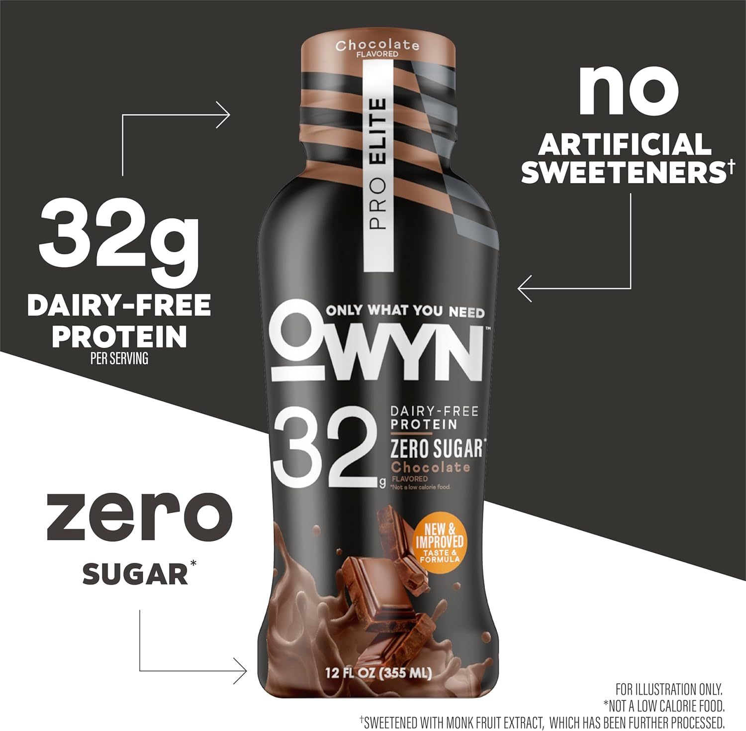 OWYN Only What You Need Pro Elite Chocolate Flavored Protein Shake, 32g Protein, 0g Sugar, High Protein, Dairy Free, Gluten Free, Plant Based Protein Drink, 12 Count - Image 3