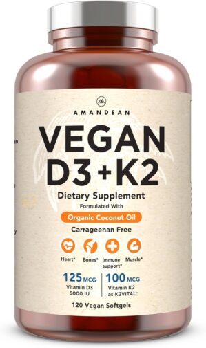 AMANDEAN Vitamin D3 K2. Vegan &...