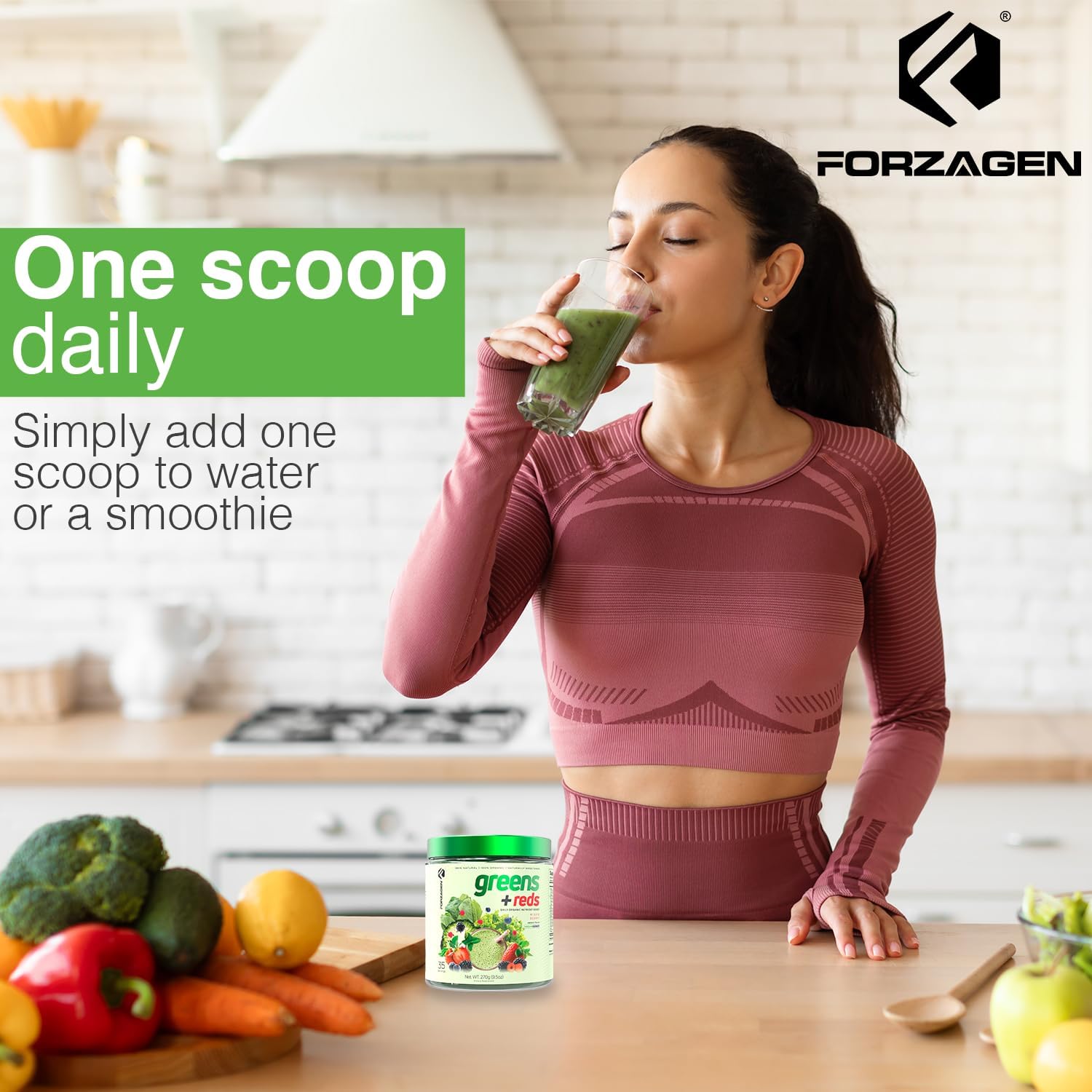 Forzagen Vegan Greens & Reds Superfood Powder - Organic Super Greens Powder | Premium Veggie Powder Supplement | 35 Servings Reds and Greens Superfood Powder - Image 7