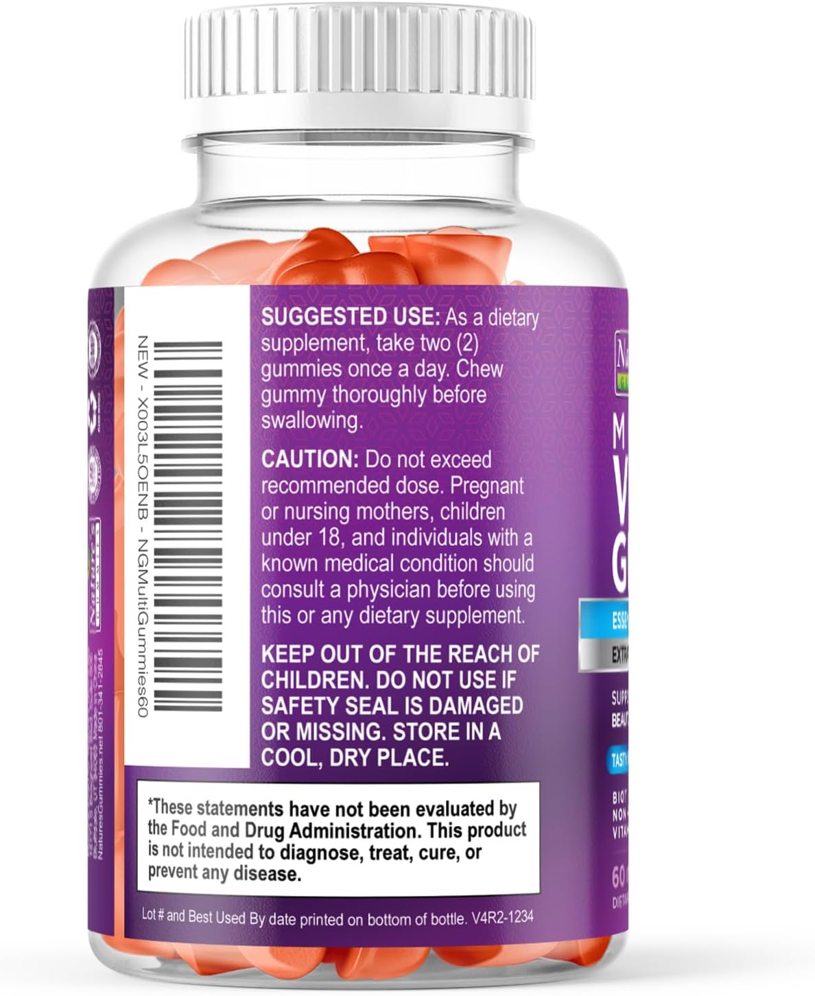 Multivitamin Gummies for Adults - Complete Multivitamin Gummy for Women & Men - Essential Vitamins & Minerals with Vitamins A, C, D, E, & High Potency B12 - Vegetarian Gummy Multivitamins - 60 Gummies - Image 8