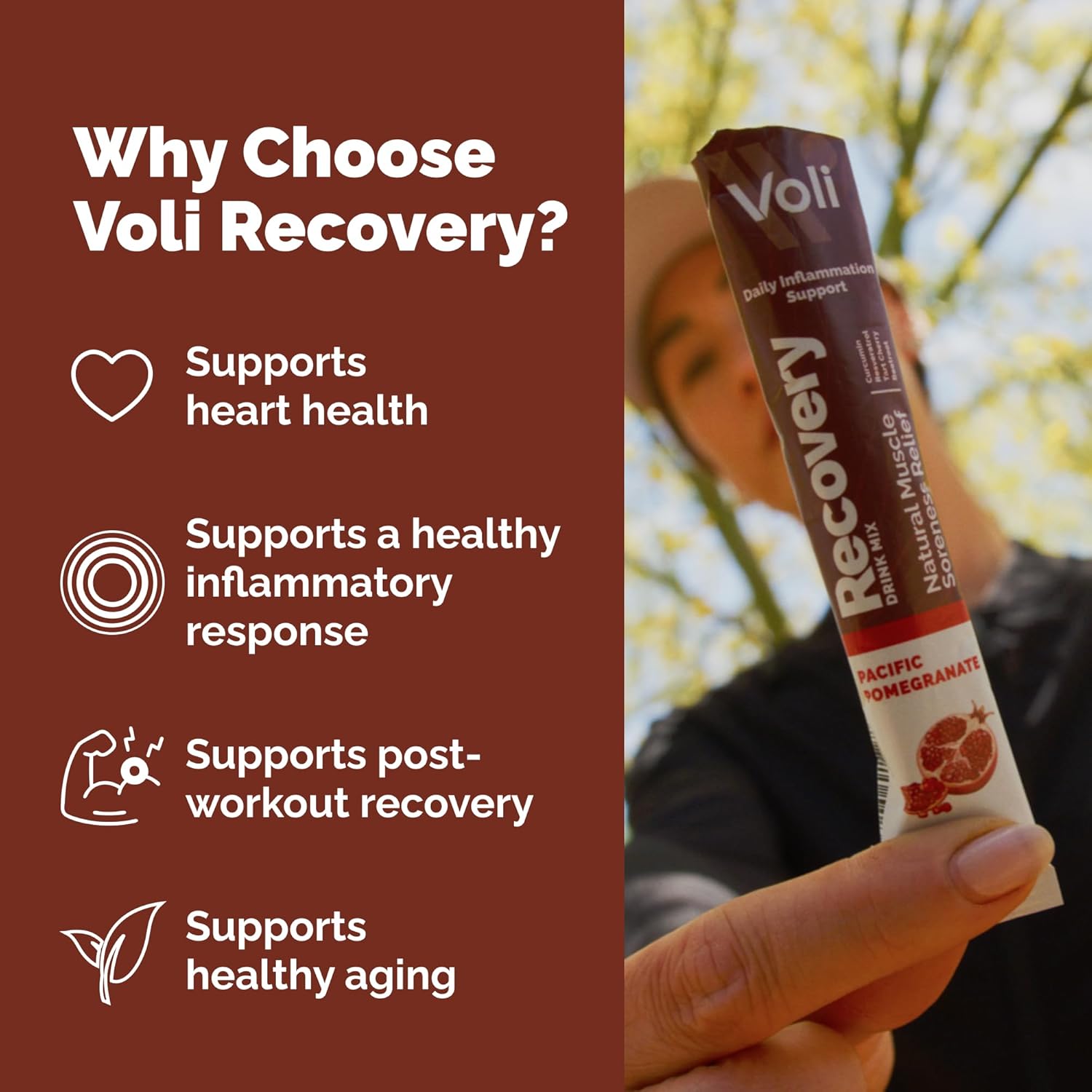 Voli Recovery - Post Workout Superfood Powder | Plant-Based Drink Mix Packets with Curcumin, Ginger & Vitamin C for Muscle Recovery & Detox Support, Inflammation & Leg Cramps Support, Vegan, 15 Count - Image 6