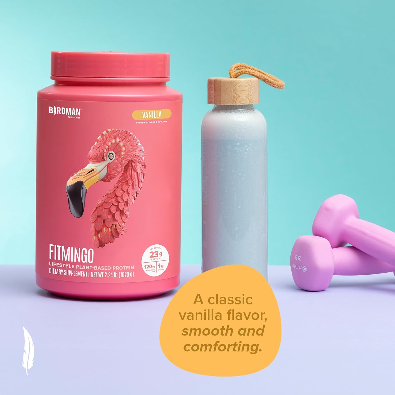 BIRDMAN Fitmingo Vegan Protein Powder with Inositol, Collagen Boosters, Hyaluronic Acid and Vitamins | Low Carb, Dairy Free, Lactose Free, Low Calorie | 23g Plant Based Vanilla Protein Powder - Image 8