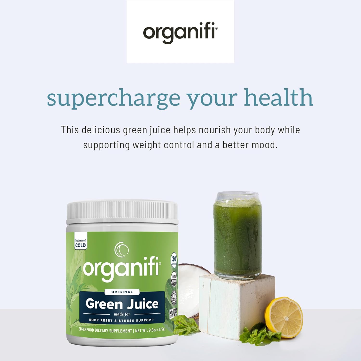 Organifi Green Juice - Powder Supplement with Organic Spirulina, Ashwagandha, and Chlorella - Helps Achieve Fitness Goals and Reduce Cortisol Levels, 30-Day Supply - Image 3