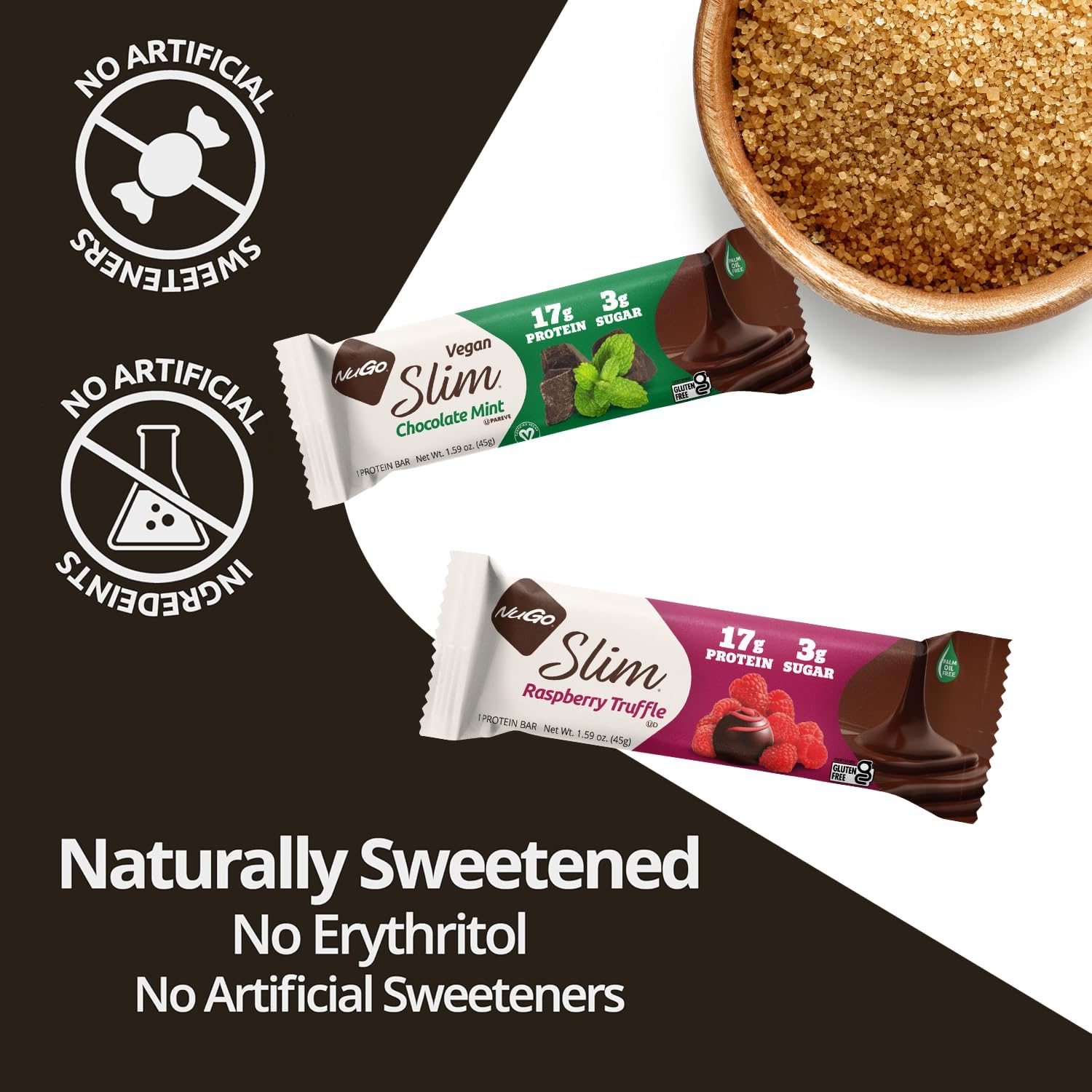 NuGo Slim Chocolate Mint, 17g Protein Bar, Vegan, Gluten Free, Non-GMO, Kosher, Keto Friendly, Low Carb, 1.59oz Bar - Image 6