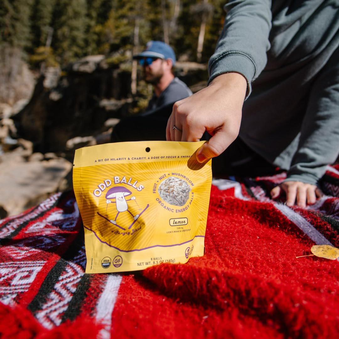 ODD BALLS Organic Energy Balls Lemon - Superfood Mushroom Snack - Running, Cycling, Hiking - Gels, Bars Alternative - Lion's Mane Focus, Cordyceps Energy - Vegan, Gluten Free Snacks for Kids & Adults - Image 8