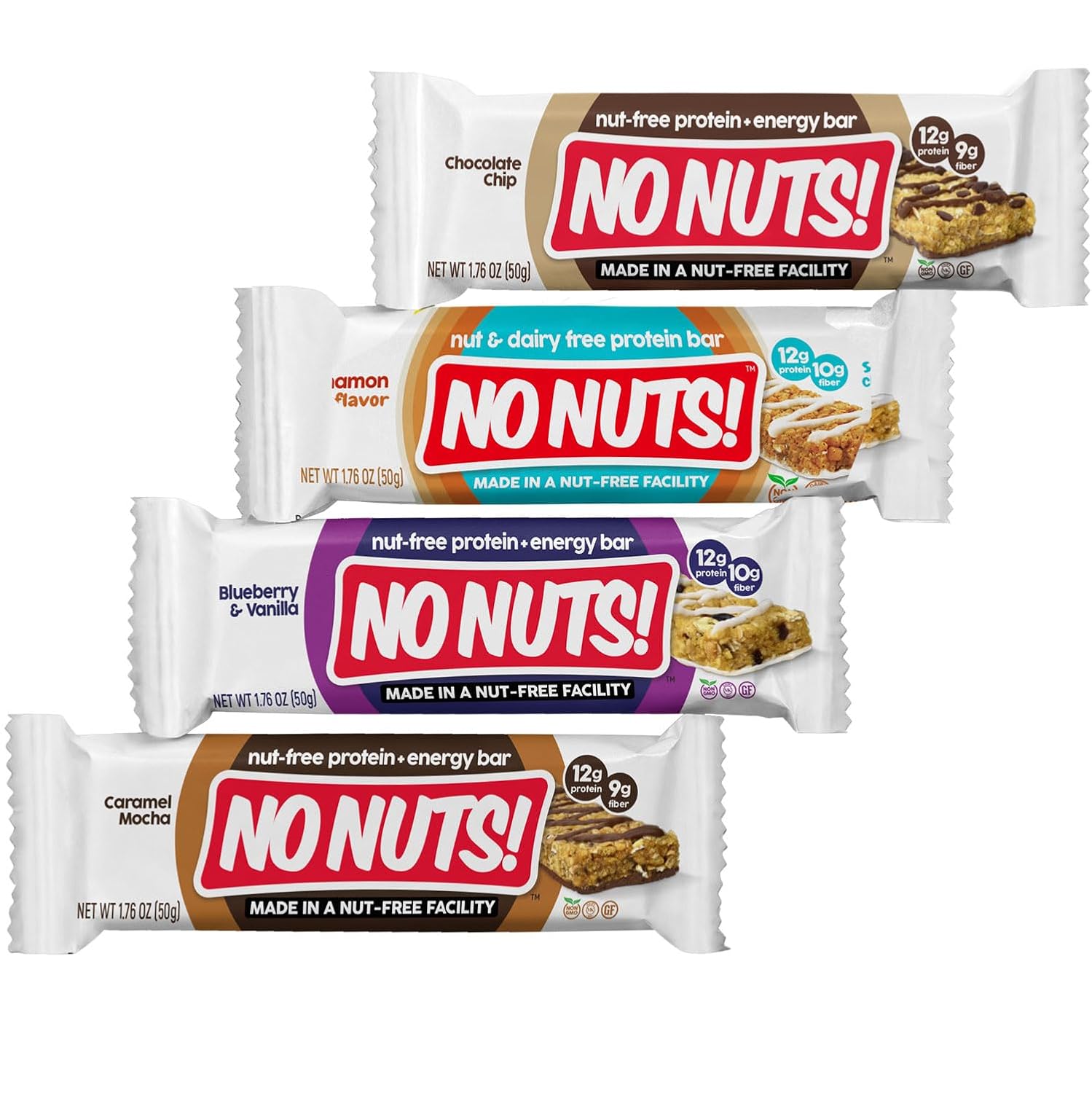 No Nuts! Variety Pack Protein Bars – 4-Flavor Sampler | 100% Nut-Free, Dairy-Free, Vegan, Organic, Kosher, Egg-Free, Non-GMO Snack & Energy Bars - Image 4