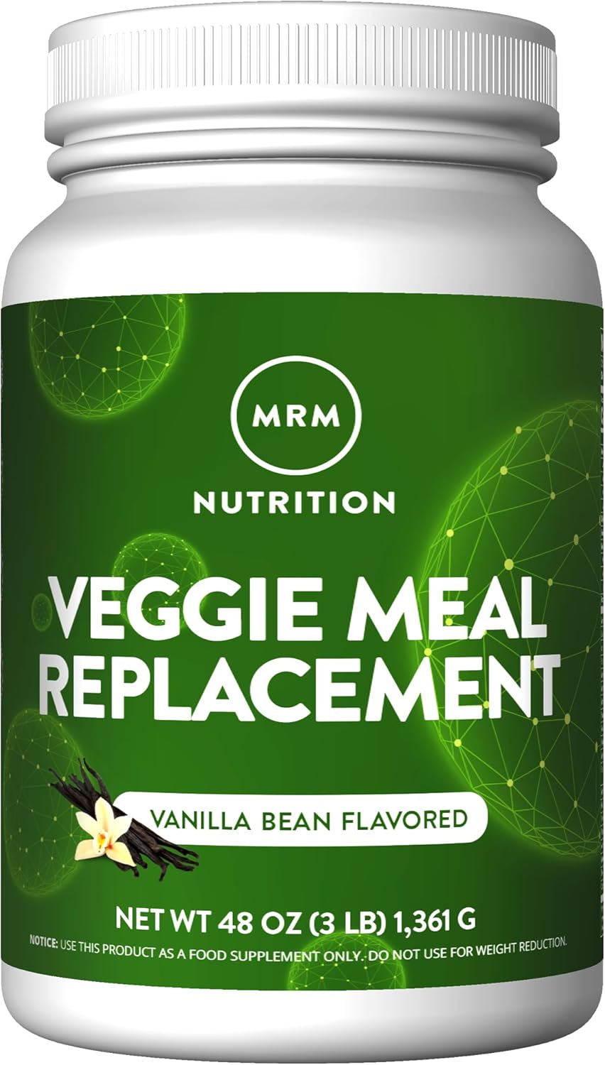 MRM Nutrition Veggie Meal Replacement Protein - Vanilla Bean Flavored, 22g Vegan Protein for Women & Men, Macronutrient Formula with Enzymes & Amino Acids - 28 servings