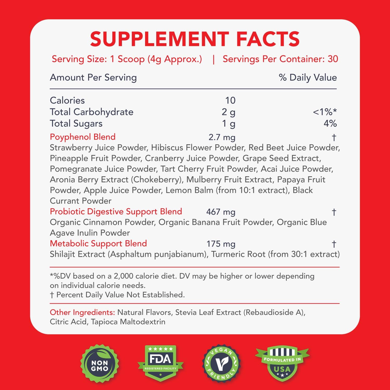 KaraMD Revive Reds | Delicious Energy Boosting Concentrated Polyphenol Blend | Vegan Friendly, Gluten Free & Non-GMO Superfood Powder | Antioxidant Powder Containing Shilajit & Enzymes (30 Servings) - Image 2