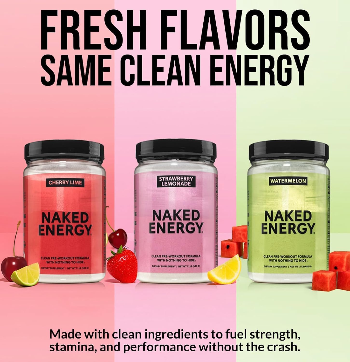 NAKED Watermelon Energy - Clean Pre Workout Supplement for Men and Women, NSF Certified, Vegan Friendly, No Added Sweeteners, Colors Or Flavors - 30 Servings - Image 3