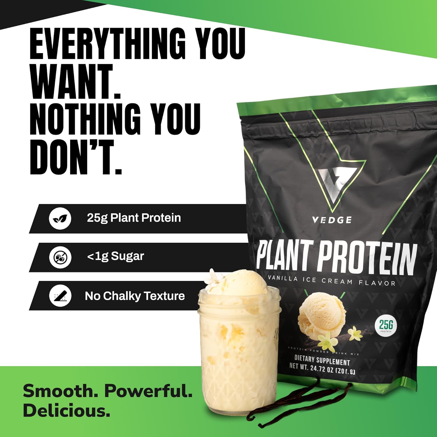 VEDGE Vegan Protein Powder - Plant Protein Powder with Pea, Pumpkin & Sunflower - USDA Organic, Amino Acids, Dairy Free, Gluten Free, Soy Free, Keto, Non GMO, Smooth Texture - Vanilla - 20 Servings - Image 2