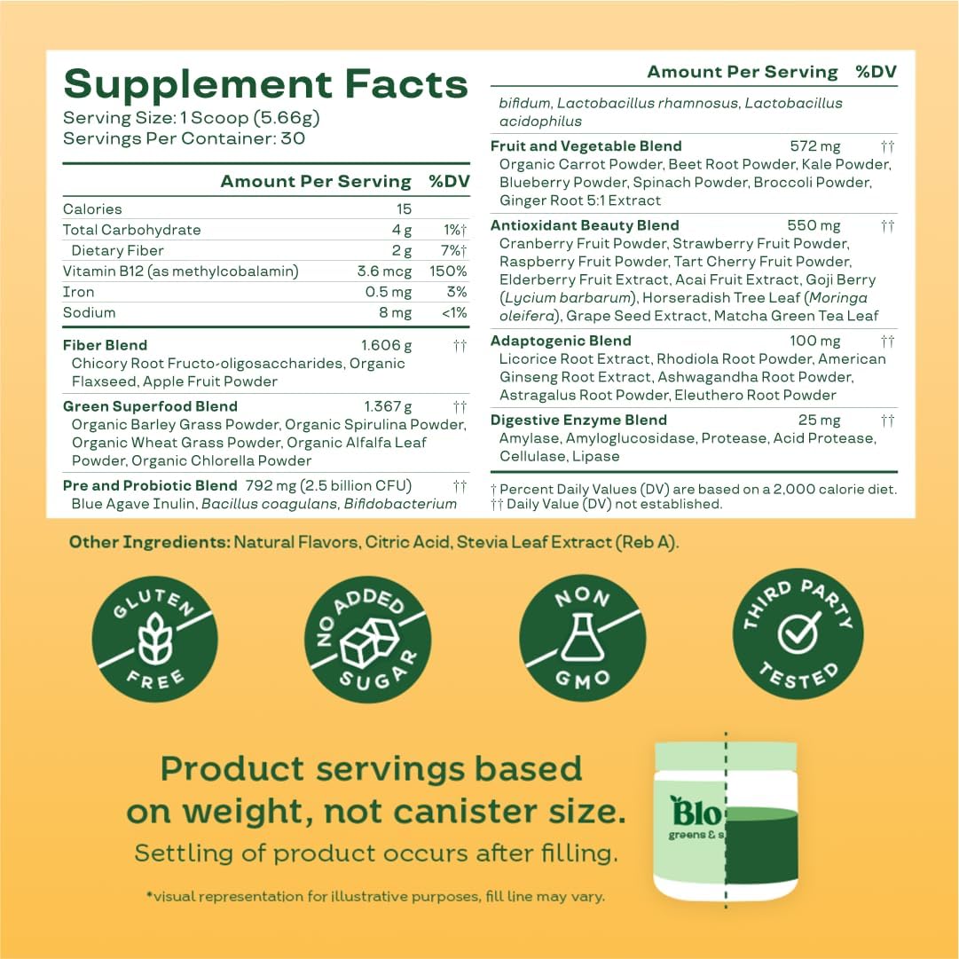 Bloom Nutrition Superfood Greens Powder, Digestive Enzymes with Probiotics and Prebiotics, Gut Health, Bloating Relief for Women, Chlorella, Green Juice Mix with Beet Root Powder, 30 SVG, Mango - Image 4