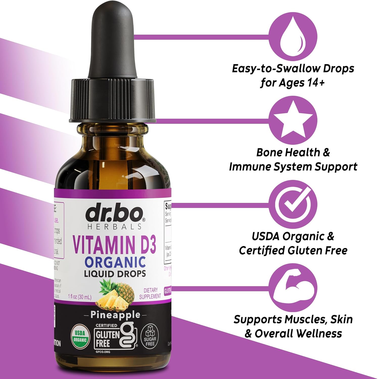 Vitamin D3 Liquid Drops Organic - Vegan VIT D Liquid Vitamin D for Adults & Kids Oil 4000 IU Vegan Organic D3 Drops Sublingual Supplement - Immune & Bone Health VIT Supplements, Non-GMO 30 Servings - Image 2