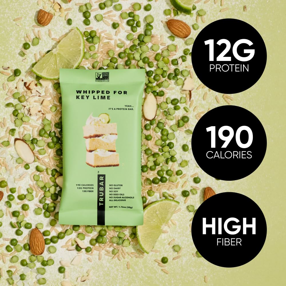 TRUBAR Vegan Protein Bar, Whipped for Key Lime, Gluten Free, Plant Based, High Fiber, Dairy Free, Low Fat, Non GMO, No Sugar Alcohols, 12G Lean Protein, 13G Fiber, Healthy Snack Bars, 12 CT - Image 5