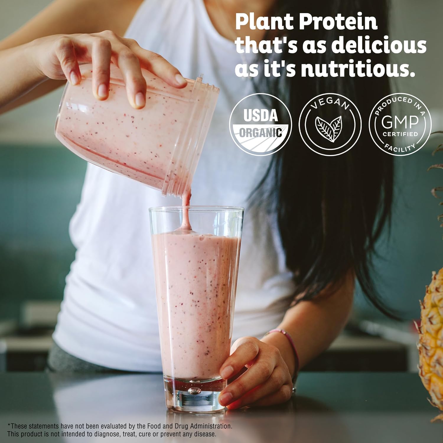 KOS Vegan Protein Powder, Unflavored & Unsweetened - Low Carb Pea Protein Blend, Organic Superfood Rich in Vitamins & Minerals - Keto, Soy, Dairy Free - Meal Replacement for Women & Men - 28 Servings - Image 2