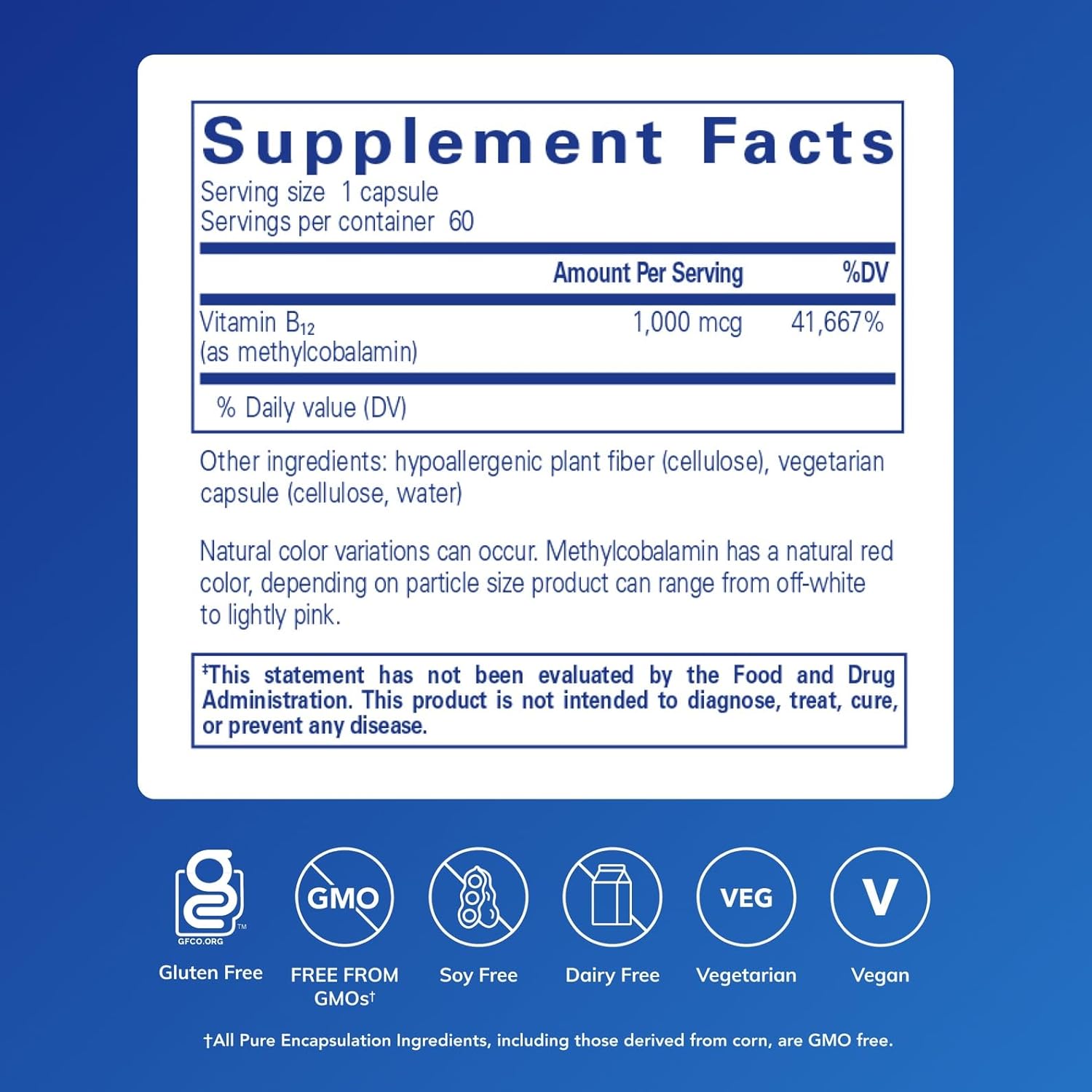 Pure Encapsulations Methylcobalamin 1,000 mcg - Vitamin B12 Supplement to Support Memory & Nerve Health - Premium Vitamin B12 Capsules - 60 Capsules - Image 2