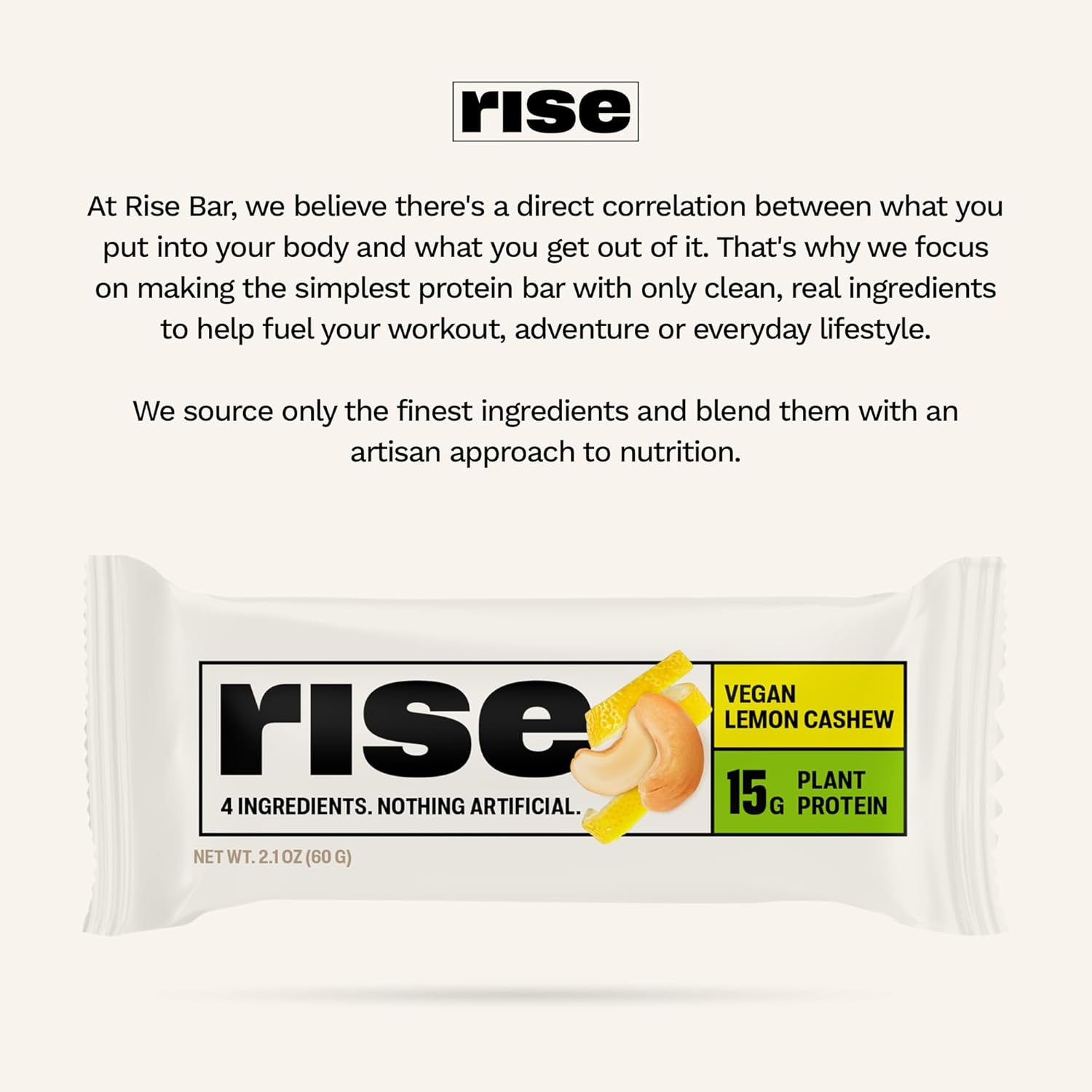Rise Pea Protein Bar - Vegan Lemon Cashew | Breakfast Bar & Protein Snack 15g Protein Just 3 Whole Food Ingredients Non-GMO Gluten-Free Soy Free - Image 6