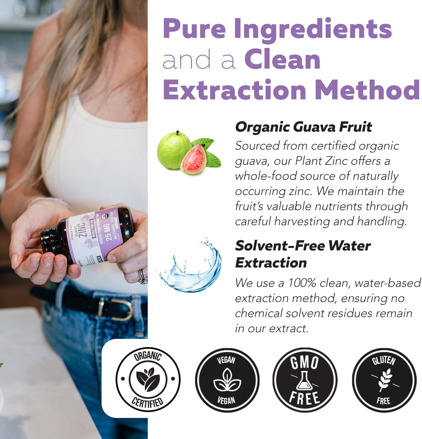 Organic Zinc 25 mg | Whole Food zinc Supplements | Derived from Organic Fruit, Elemental Zinc - Water Extracted, Vegan, GMO-Free - Essential Mineral, Antioxidant, Immune Support, Skin - 60 Servings - Image 5