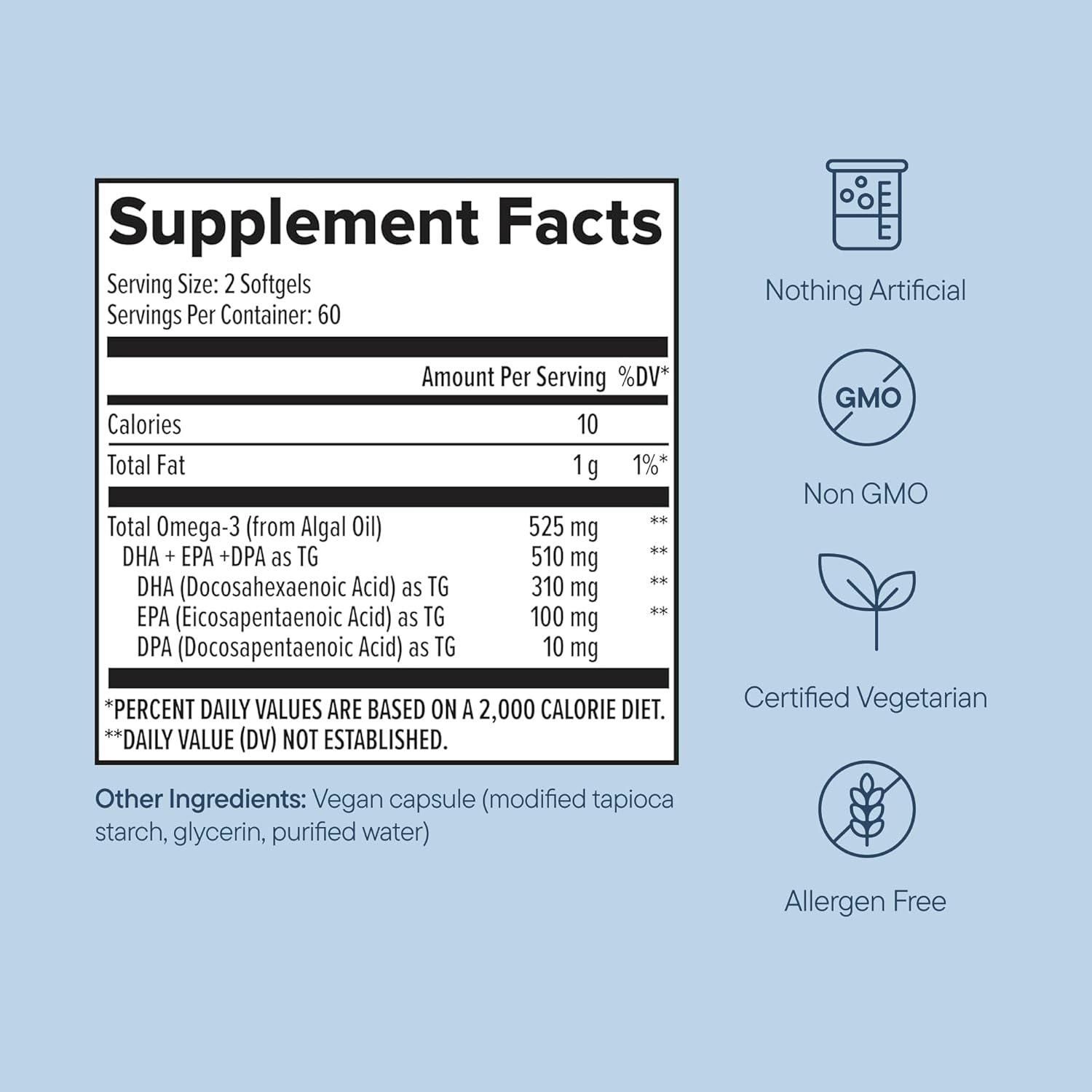 Zenwise Health Vegan Omega 3 Supplement - Burpless Omega 3 Supplement with DHA, EPA & DPA Fatty Acids for Immune Health - Fish Oil Alternative from Sustainably Sourced Marine Algae Oil - 120 Softgels - Image 5